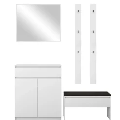 Garnero Arredamenti Mobili Ingresso Appendiabiti|Mobili Ingresso-Mobile ingresso 200x230h cm con specchio appendiabiti bianco Accent Bianco Opaco