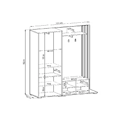 Garnero Arredamenti Mobili Ingresso Appendiabiti|Mobili Ingresso-Mobile ingresso 132x192h cm con specchio moderno quercia nero Miller Rovere Rustico