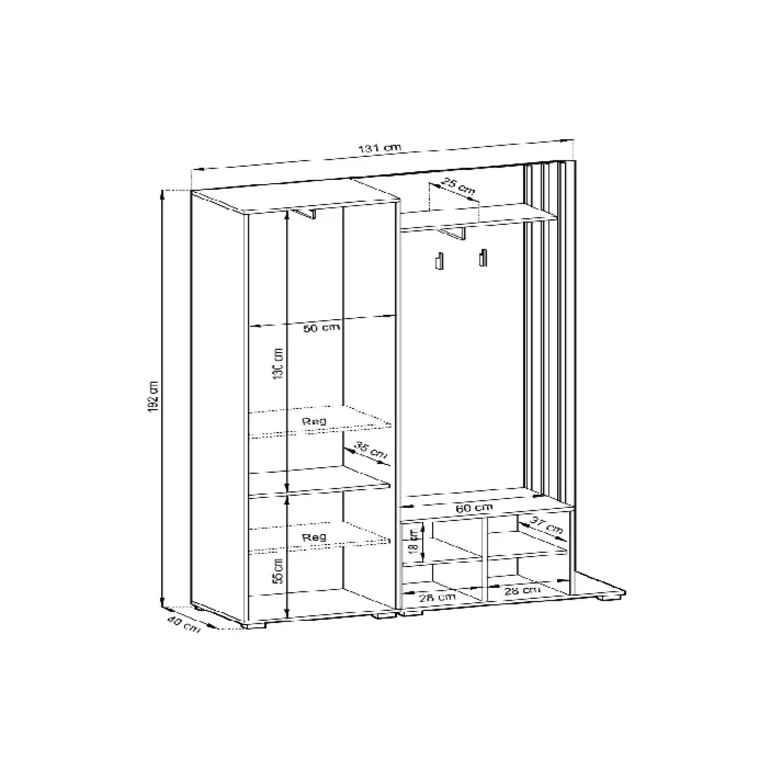 Garnero Arredamenti Mobili Ingresso Appendiabiti|Mobili Ingresso-Mobile ingresso 132x192h cm con specchio moderno quercia nero Miller Rovere Rustico