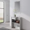 Garnero Arredamenti Mobili Ingresso-Mobile ingresso 83x190h cm con specchio cemento bianco frassinato Tesla
