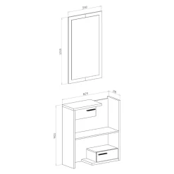 Garnero Arredamenti Mobili Ingresso-Mobile ingresso 83x190h cm con specchio cemento bianco frassinato Tesla