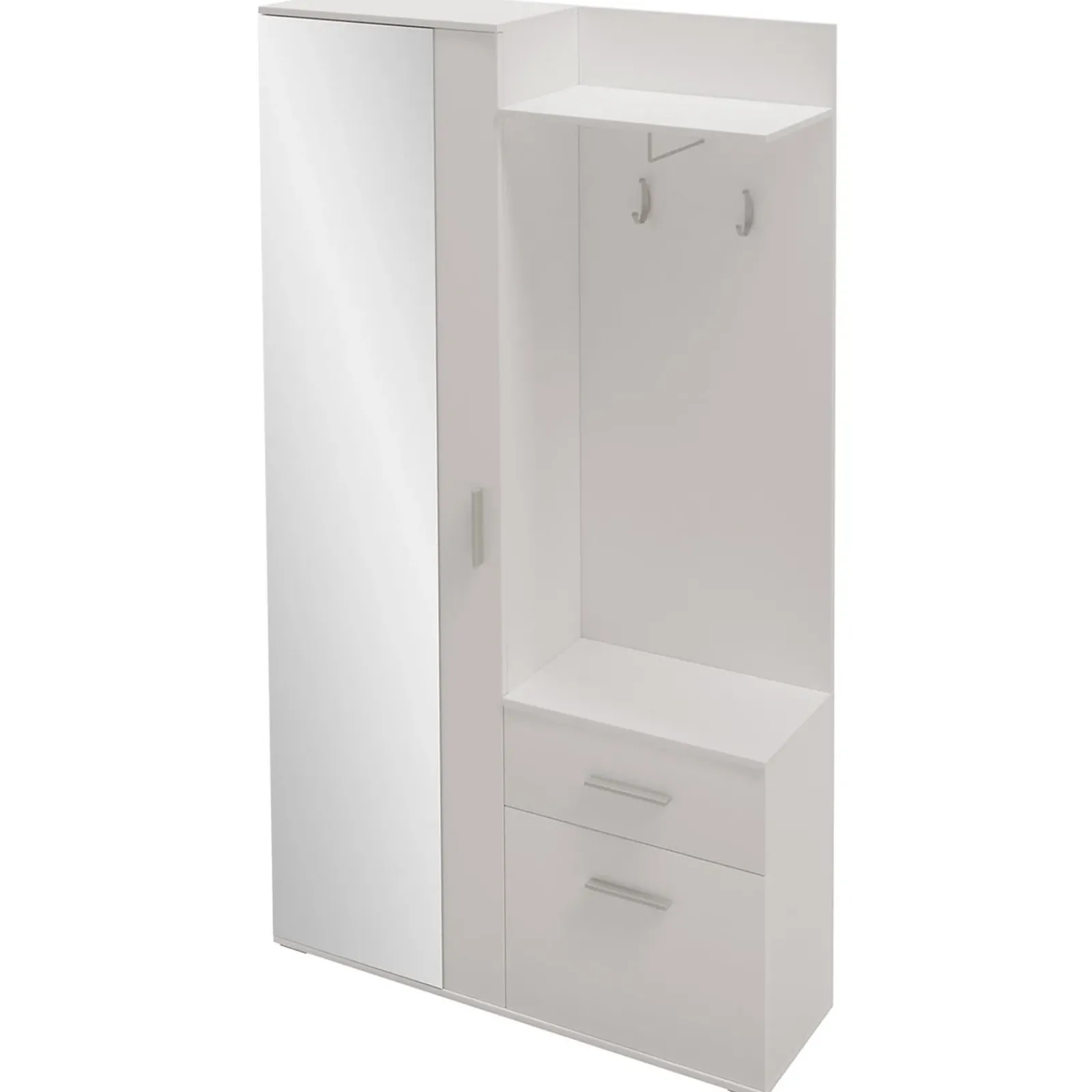 Garnero Arredamenti Mobili Ingresso Appendiabiti|Mobili Ingresso-Mobile ingresso 97x195h cm con attaccapanni e specchio Zefira Bianco