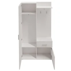 Garnero Arredamenti Mobili Ingresso Appendiabiti|Mobili Ingresso-Mobile ingresso 97x195h cm con attaccapanni e specchio Zefira Bianco