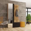 Garnero Arredamenti Mobili Ingresso Appendiabiti|Mobili Ingresso-Mobile ingresso 97x195h cm con specchio 1 cassetto 2 ante rovere nero Assen