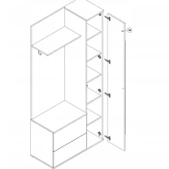 Garnero Arredamenti Mobili Ingresso Appendiabiti|Mobili Ingresso-Mobile ingresso 90x195h cm con specchio Rak Gihome® Rovere