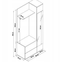 Garnero Arredamenti Mobili Ingresso Appendiabiti|Mobili Ingresso-Mobile ingresso 90x195h cm con specchio Rak Gihome® Rovere