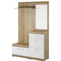 Garnero Arredamenti Mobili Ingresso Appendiabiti|Mobili Ingresso-Mobile ingresso 135x197h cm con specchio bianco rovere Mare Gihome®