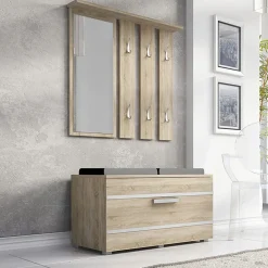 Garnero Arredamenti Mobili Ingresso Appendiabiti|Mobili Ingresso-Mobile ingresso 85x137h cm con specchio grigio Anibal Rovere