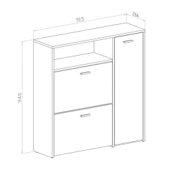 Garnero Arredamenti Scarpiere E Cassepanche|Scarpiere-Mobile ingresso 92x94h cm con scarpiera grafite cemento Mars