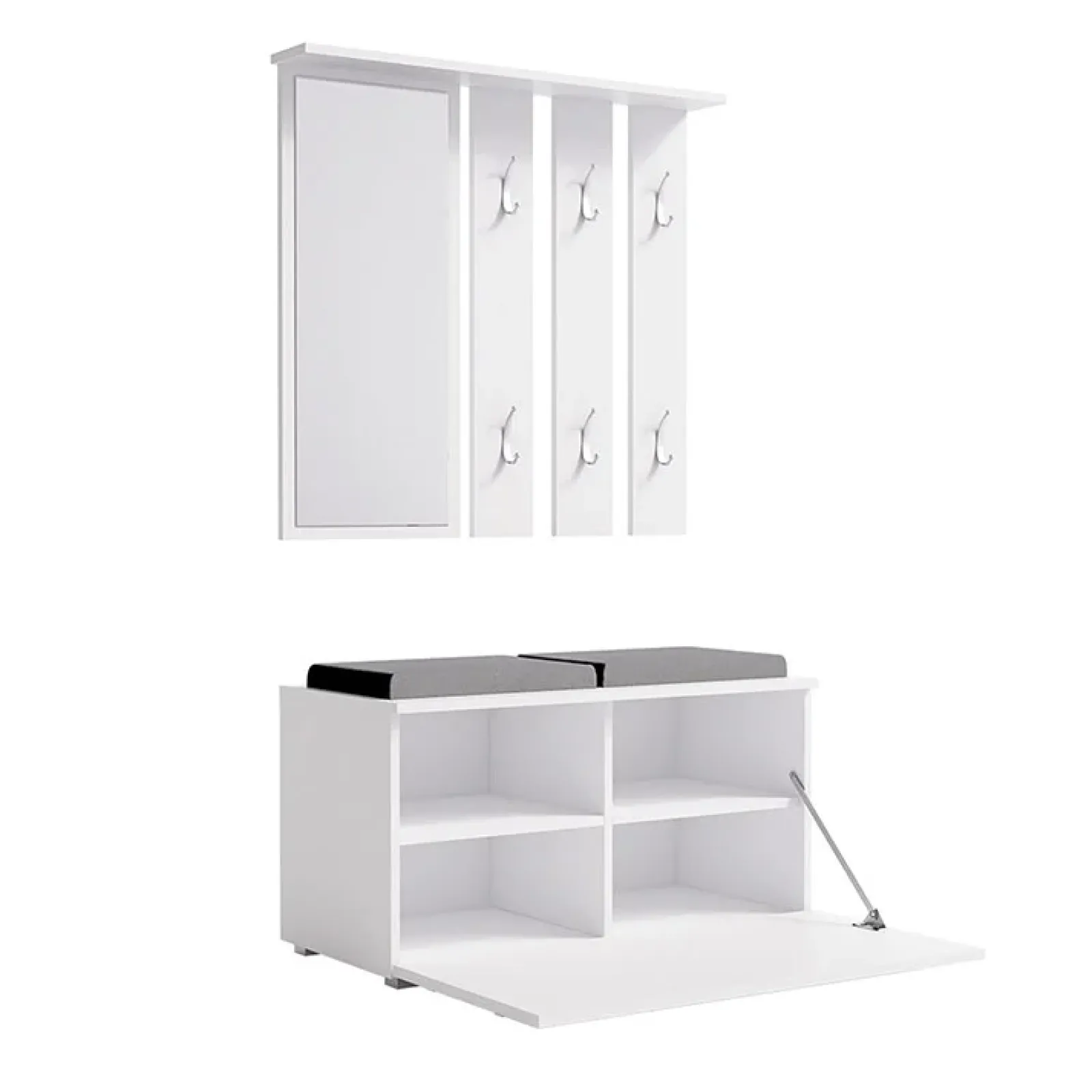 Garnero Arredamenti Mobili Ingresso Appendiabiti|Mobili Ingresso-Mobile ingresso 85x137h cm con specchio bianco grigio Anibal Bianco Opaco