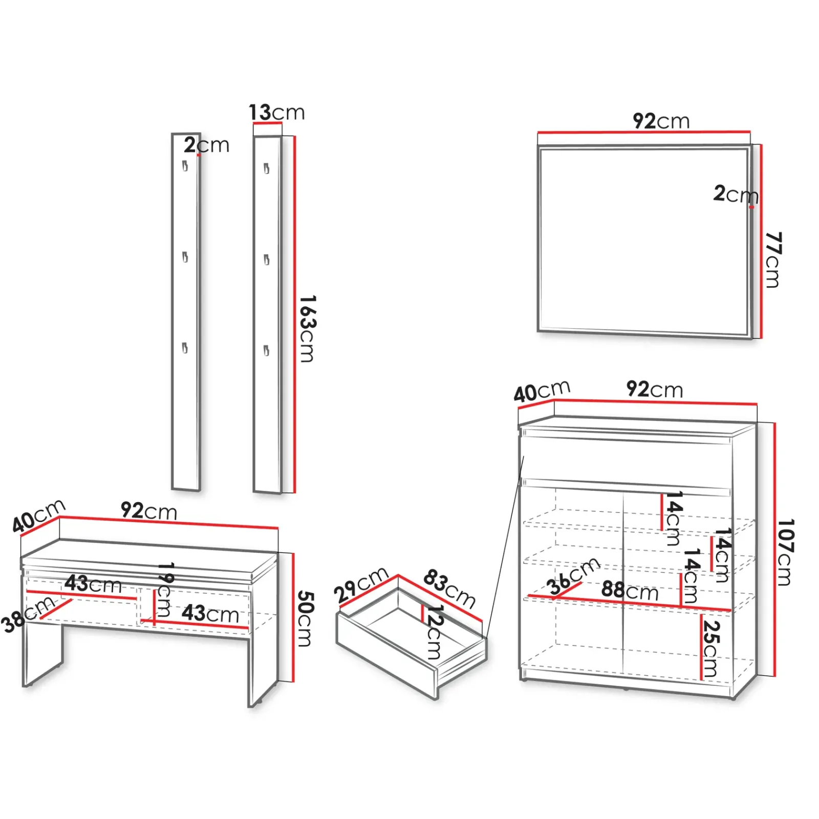 Garnero Arredamenti Mobili Ingresso Appendiabiti|Mobili Ingresso-Mobile ingresso 200x230h cm con specchio appendiabiti Accent Grigio