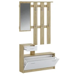 Garnero Arredamenti Mobili Ingresso Appendiabiti|Mobili Ingresso-Mobile ingresso 100x190h cm moderno bianco opaco rovere Thomas Rovere - Bianco opaco