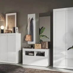 Garnero Arredamenti Mobili Ingresso Appendiabiti|Mobili Ingresso-Mobile ingresso 91x174h cm moderno bianco lucido Eternity