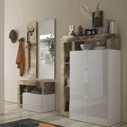 Garnero Arredamenti Mobili Ingresso Appendiabiti|Mobili Ingresso-Mobile ingresso 91x173h cm moderno bianco lucido pero Invictus