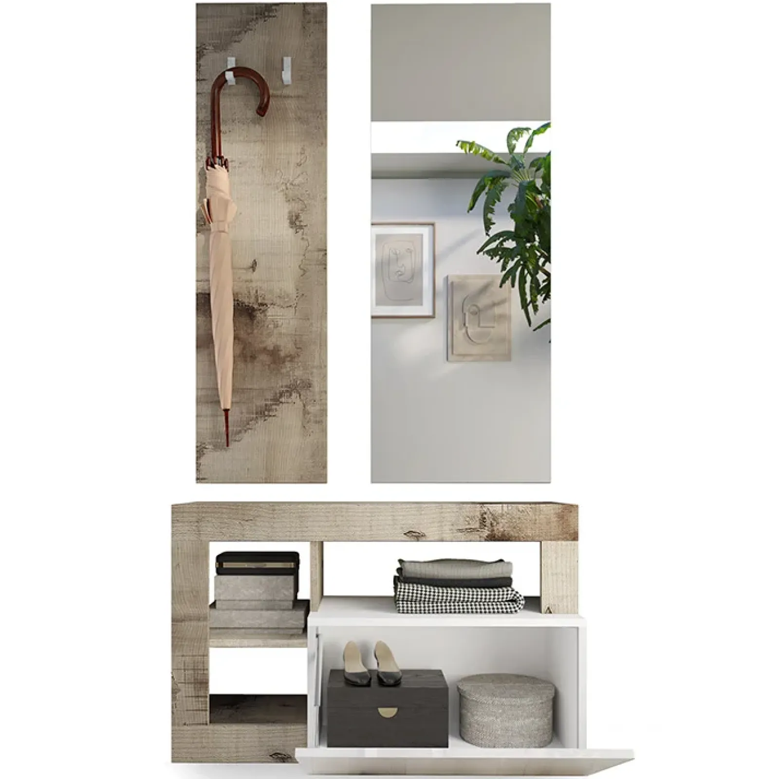 Garnero Arredamenti Mobili Ingresso Appendiabiti|Mobili Ingresso-Mobile ingresso 91x173h cm moderno bianco lucido pero Invictus