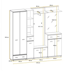 Garnero Arredamenti Mobili Ingresso Appendiabiti|Mobili Ingresso-Mobile ingresso 210x203h cm moderno sonoma California Gihome® Rovere