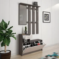 Garnero Arredamenti Mobili Ingresso Appendiabiti|Mobili Ingresso-Mobile ingresso 100x190h cm moderno grigio beige Thomas Beige - Grigio