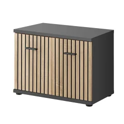 Garnero Arredamenti Mobili Ingresso Appendiabiti|Mobili Ingresso-Mobile ingresso 90x203h cm moderno rovere antracite stampa a righe Arizona Gihome® Antracite - Rovere