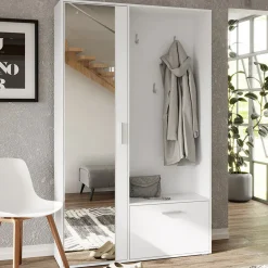 Garnero Arredamenti Mobili Ingresso Appendiabiti|Mobili Ingresso-Mobile ingresso 120x196h cm reversibile con specchio bianco Elios