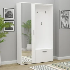Garnero Arredamenti Mobili Ingresso Appendiabiti|Mobili Ingresso-Mobile ingresso 120x196h cm reversibile con specchio bianco Elios