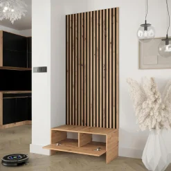 Garnero Arredamenti Mobili Ingresso-Mobile ingresso 85x206h cm rovere rustico nero Welly