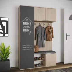 Garnero Arredamenti Mobili Ingresso Appendiabiti|Mobili Ingresso-Mobile ingresso 140x220h cm rovere antracite Stoccolma