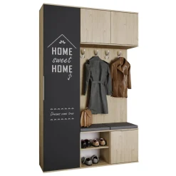 Garnero Arredamenti Mobili Ingresso Appendiabiti|Mobili Ingresso-Mobile ingresso 140x220h cm rovere antracite Stoccolma