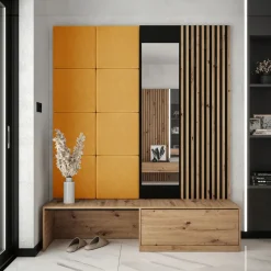 Garnero Arredamenti Mobili Ingresso Appendiabiti|Mobili Ingresso-Mobile ingresso 172x205h cm rovere rustico giallo Welly 3 Rovere Rustico - Senape