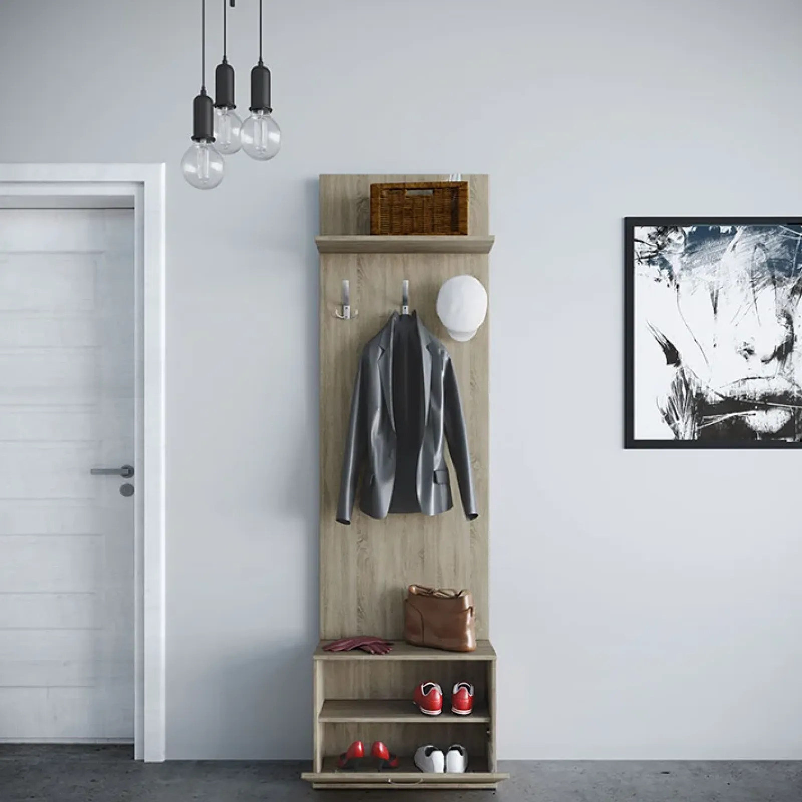 Garnero Arredamenti Mobili Ingresso Appendiabiti|Mobili Ingresso-Mobile ingresso 60x190h cm rovere sonoma scuro London