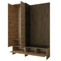 Garnero Arredamenti Mobili Ingresso Appendiabiti|Mobili Ingresso-Mobile ingresso 145x168h cm rovere rustico grigio Welly 4