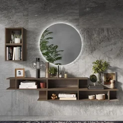 Garnero Arredamenti Mobili Ingresso Sospesi|Mobili Ingresso-Mobile ingresso 210x140h cm vani a vista rovere scuro Sunset 60