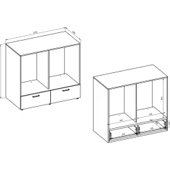 Garnero Arredamenti Mobili Lavanderia-Mobile lavatrice e asciugatrice 132x117h cm con cassettone beige Wave