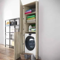 Garnero Arredamenti Mobili Lavanderia-Mobile lavatrice 70x180h cm 2 ante e ripiani Wash Rovere