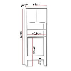 Garnero Arredamenti Mobili Lavanderia-Mobile lavatrice 64x183h cm con 2 ante e ripiani bianco Andres