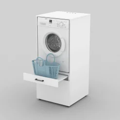 Garnero Arredamenti Mobili Lavanderia-Mobile lavatrice 67x144h cm con cassettone bianco Water