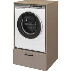 Garnero Arredamenti Mobili Lavanderia-Mobile lavatrice 67x117h cm con cassettone beige Wave