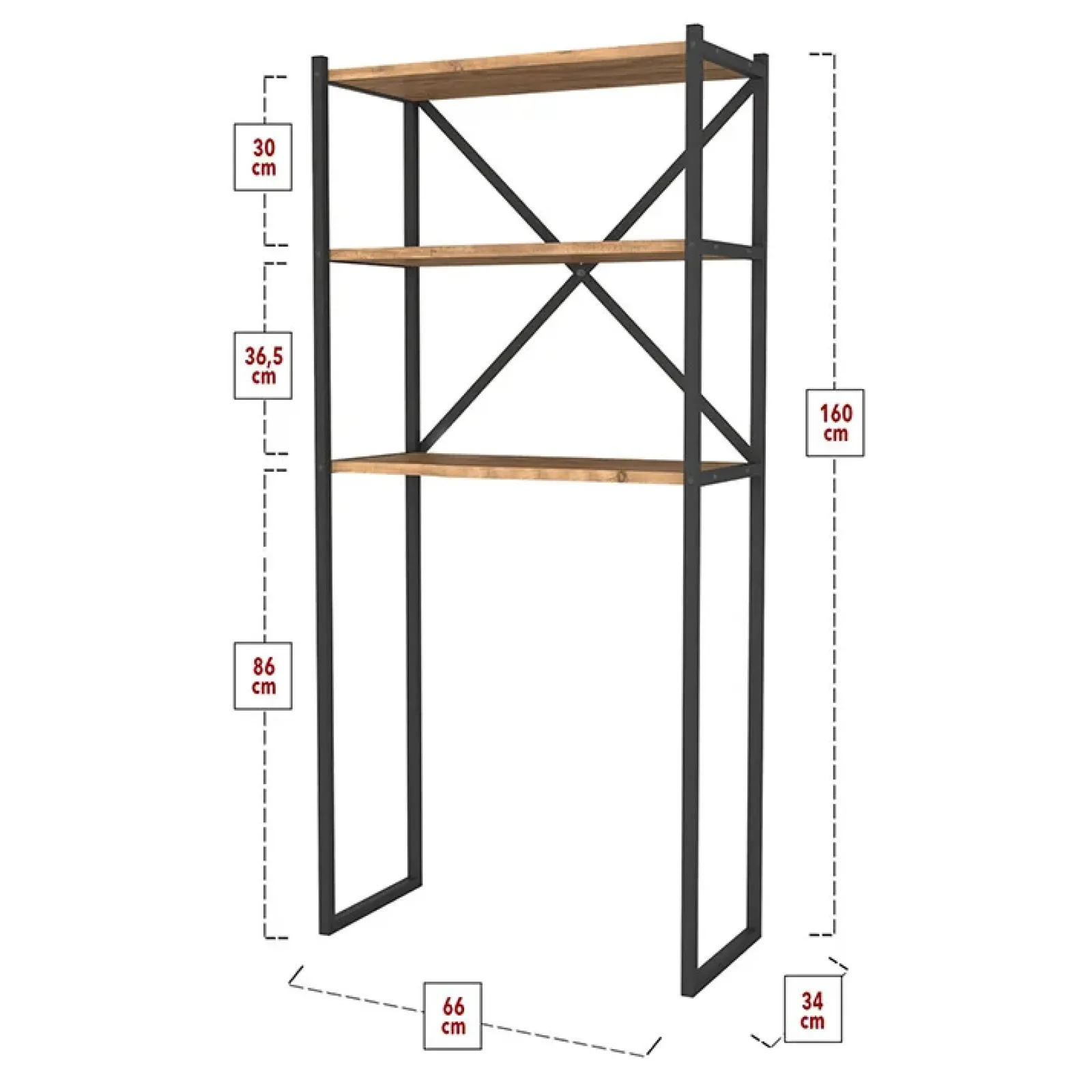 Garnero Arredamenti Mobili Lavanderia-Mobile lavatrice 66x160h cm industrial metallo Canarie Rovere