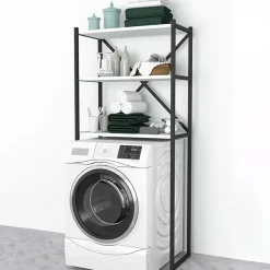 Garnero Arredamenti Mobili Lavanderia-Mobile lavatrice 66x160h cm industrial metallo bianco Canarie Bianco Opaco
