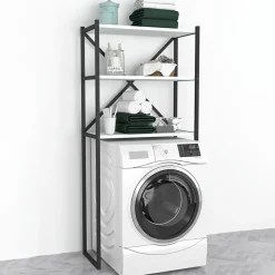 Garnero Arredamenti Mobili Lavanderia-Mobile lavatrice 66x160h cm industrial metallo bianco Canarie Bianco Opaco