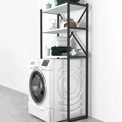 Garnero Arredamenti Mobili Lavanderia-Mobile lavatrice 66x160h cm industrial metallo bianco Canarie Bianco Opaco