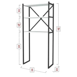 Garnero Arredamenti Mobili Lavanderia-Mobile lavatrice 66x160h cm industrial metallo bianco Canarie Bianco Opaco