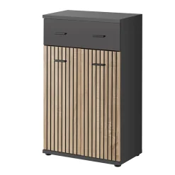 Garnero Arredamenti Armadi E Madie Ingresso|Mobili Multiuso-Mobile multiuso basso ingresso 60x96h cm rovere antracite  San Francisco, New York, California Gihome®