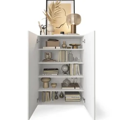 Garnero Arredamenti Scarpiere E Cassepanche|Scarpiere-Mobile multiuso ingresso 78x116h cm scarpiera bianco lucido specchio Olimpo