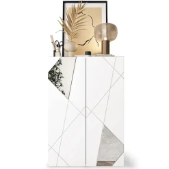 Garnero Arredamenti Scarpiere E Cassepanche|Scarpiere-Mobile multiuso ingresso 78x116h cm scarpiera bianco lucido specchio Olimpo