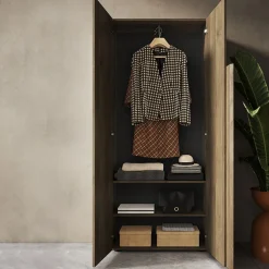 Garnero Arredamenti Armadi E Madie Ingresso|Mobili Multiuso-Mobile multiuso ingresso 78x187h cm appendiabiti rovere scuro Alvarez