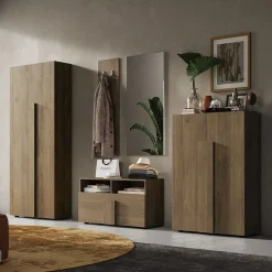 Garnero Arredamenti Armadi E Madie Ingresso|Mobili Multiuso-Mobile multiuso ingresso 78x187h cm appendiabiti rovere scuro Alvarez