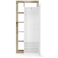 Garnero Arredamenti Armadi E Madie Ingresso|Mobili Multiuso-Mobile multiuso ingresso 91x209h cm appendiabiti con specchio bianco pero Invictus