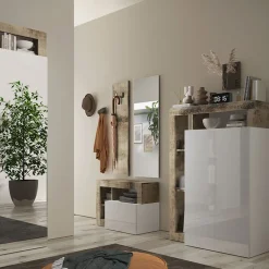 Garnero Arredamenti Scarpiere E Cassepanche|Scarpiere-Mobile multiuso ingresso 108x138h cm scarpiera bianco lucido pero Invictus