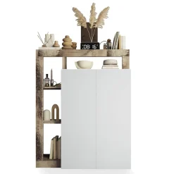 Garnero Arredamenti Scarpiere E Cassepanche|Scarpiere-Mobile multiuso ingresso 108x138h cm scarpiera bianco lucido pero Invictus