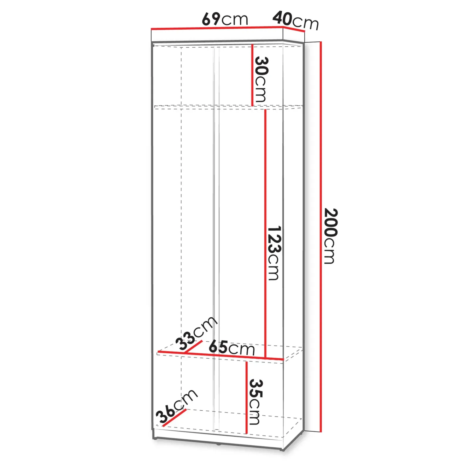 Garnero Arredamenti Armadi E Madie Ingresso|Mobili Multiuso-Mobile multiuso ingresso 69x200h cm appendiabiti bianco Accent Bianco Opaco